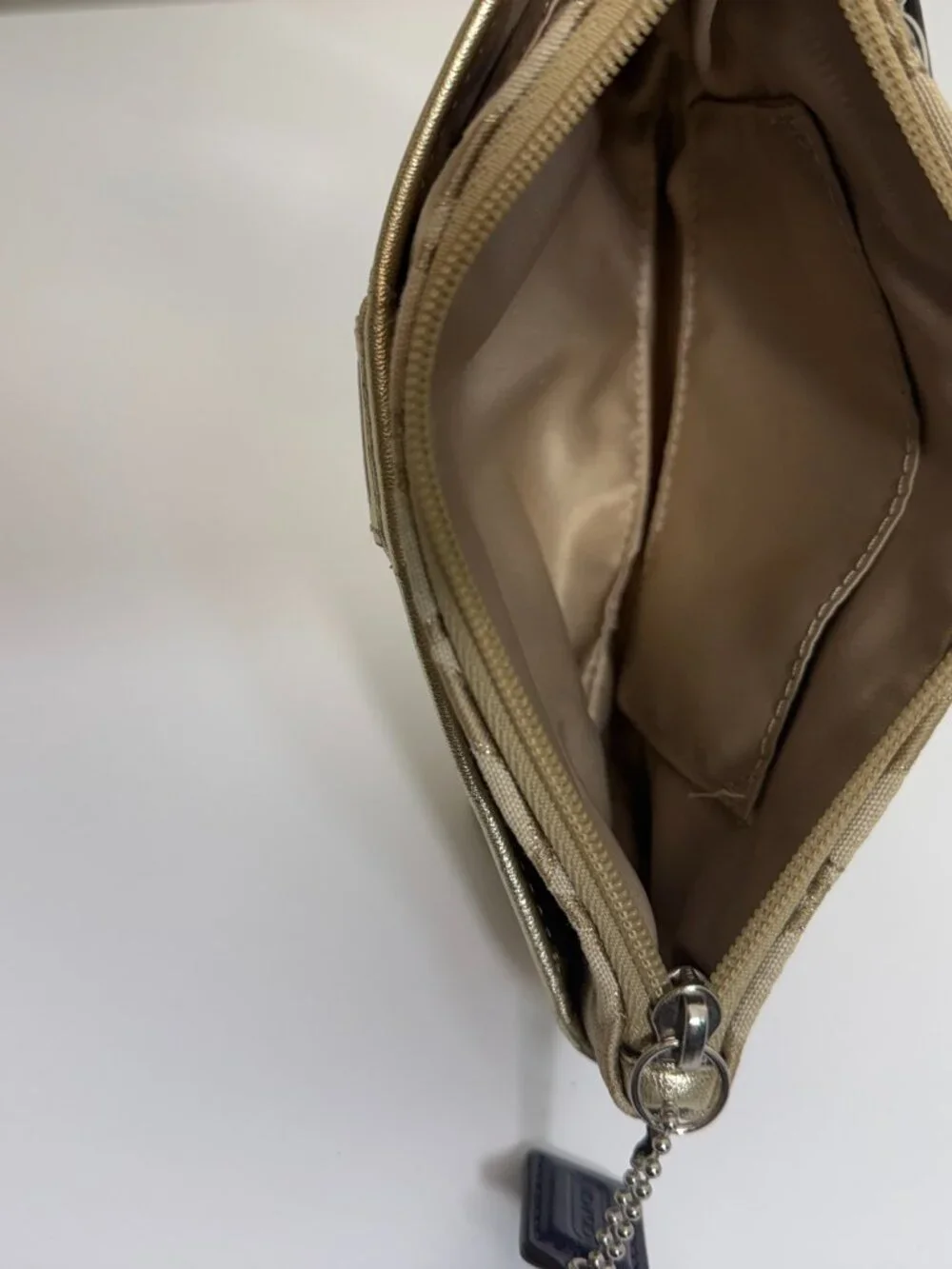 Coach F49558 Corner Zip Wristlet In Signature Canvas Gold